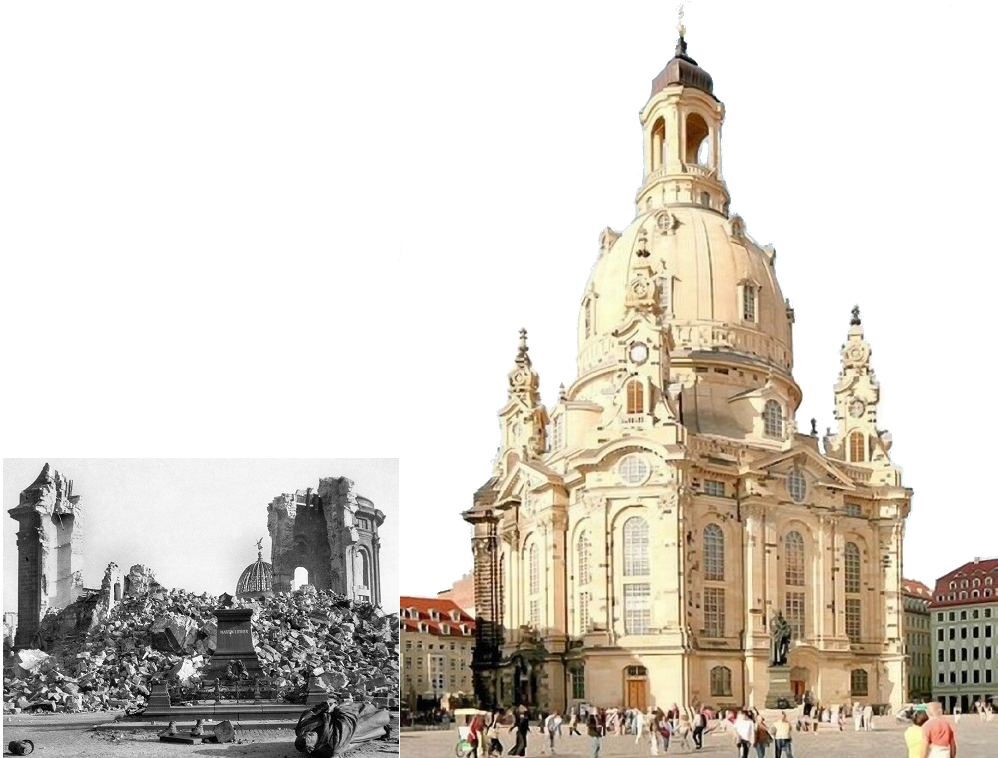 Frauenkirche_Ruine vs Neubau